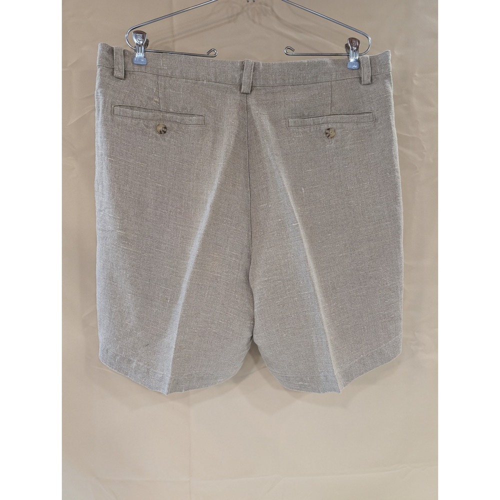 Vintage American Eagle Coarse Weave Men's Linen Pleated Dress Shorts - Size 38 - Picture 6 of 8